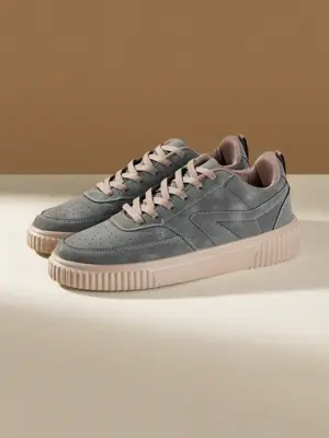 Men’s Army Green Thick Sole Lace-Up Casual Sneakers